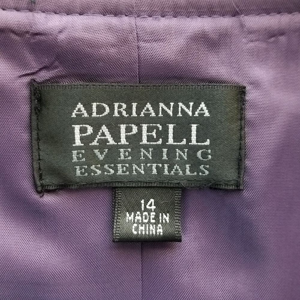 Adrianna Papell Evening Gathered Blazer Jacket Size 14 Lilac Ribbon Tie NWT‎ - Picture 6 of 9